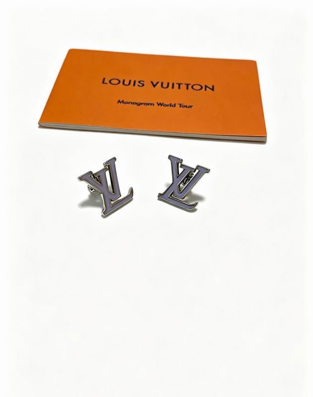 Louis Vuitton LV Letter Stud Earrings in Grey and Green