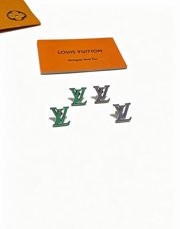 Louis Vuitton LV Letter Stud Earrings in Grey and Green