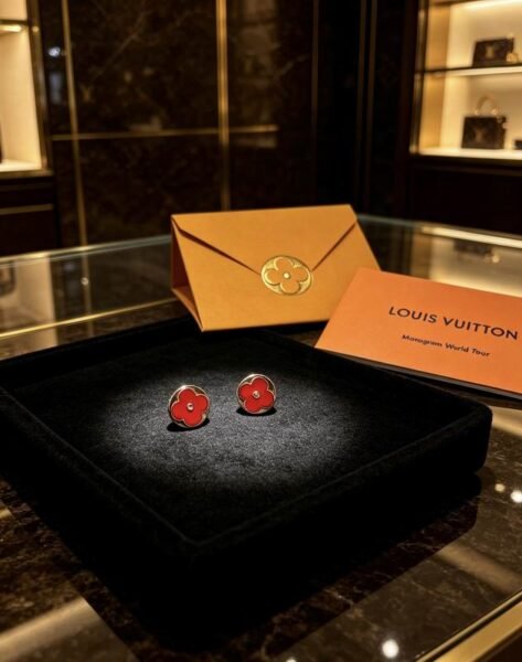 Louis Vuitton Flower Stud Earrings in Red, Green and Yellow