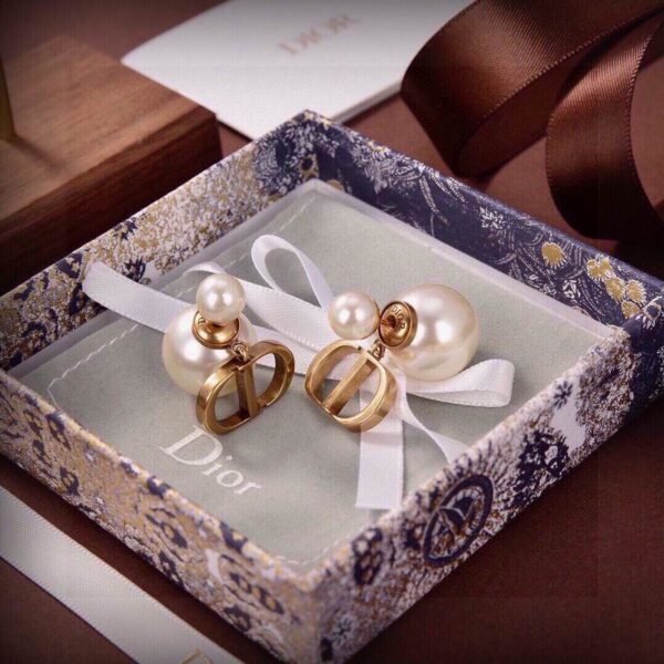 Dior CD Earrings with White Beads