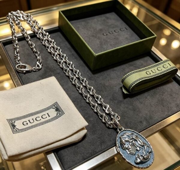 Gucci Engraved Oval Medallion Necklace