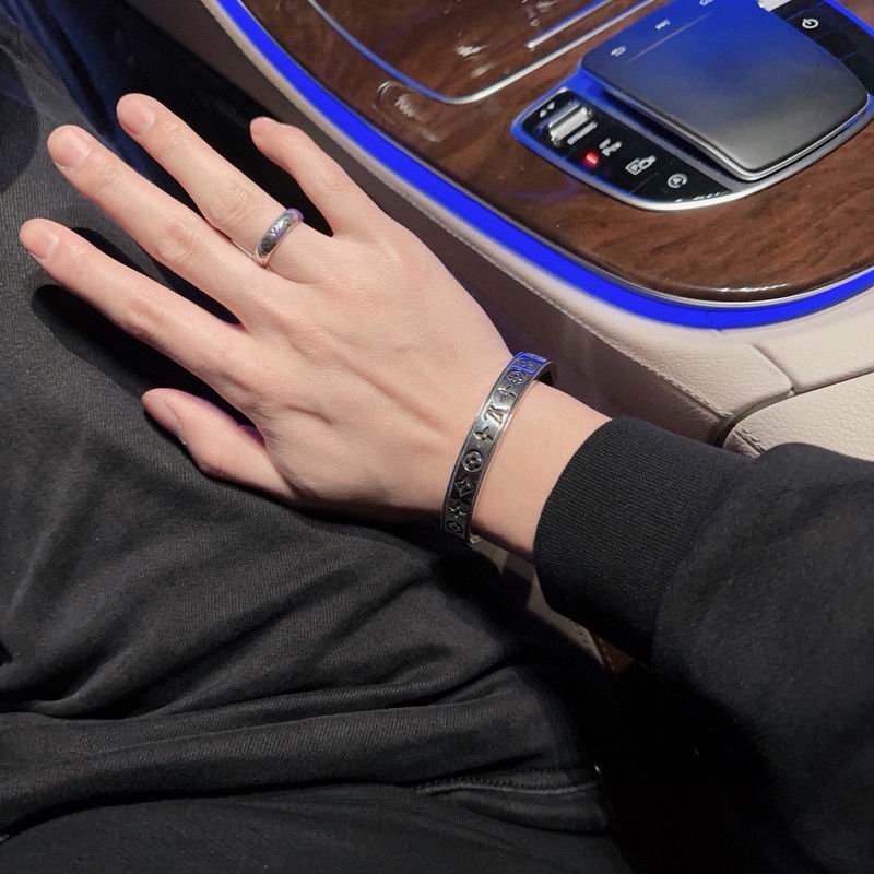 Louis Vuitton Black and White Monogram Open Cuff Bracelet