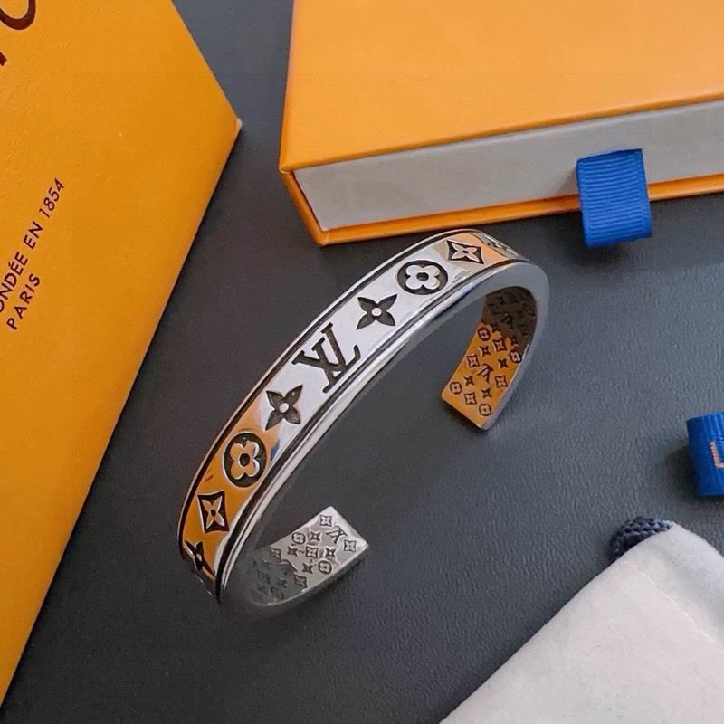 Louis Vuitton Black and White Monogram Open Cuff Bracelet
