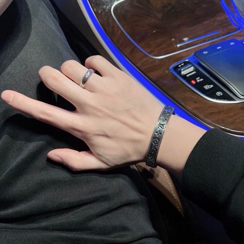 Louis Vuitton Black and White Monogram Open Cuff Bracelet