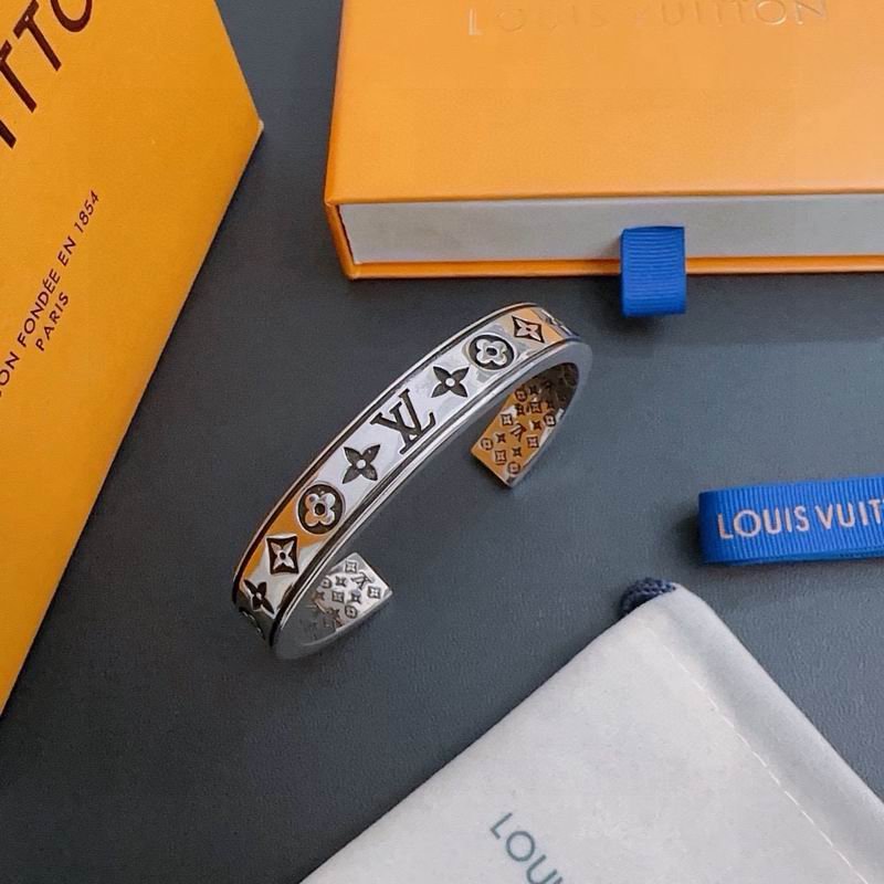 Louis Vuitton Black and White Monogram Open Cuff Bracelet