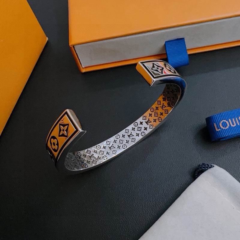 Louis Vuitton Black and White Monogram Open Cuff Bracelet