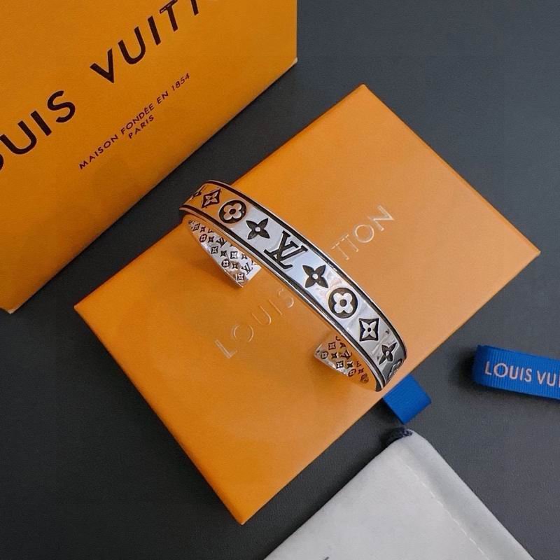 Louis Vuitton Black and White Monogram Open Cuff Bracelet