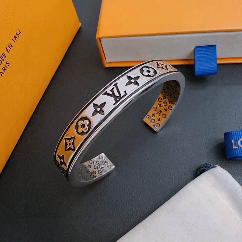 Louis Vuitton Black and White Monogram Open Cuff Bracelet