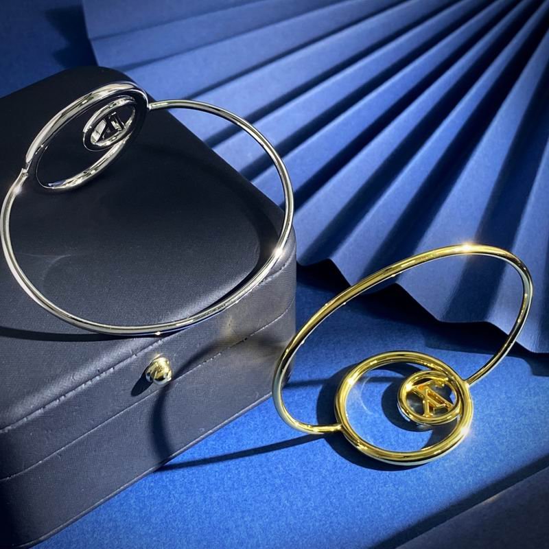 Louis Vuitton Circle LV Emblem Open Cuff Bracelet