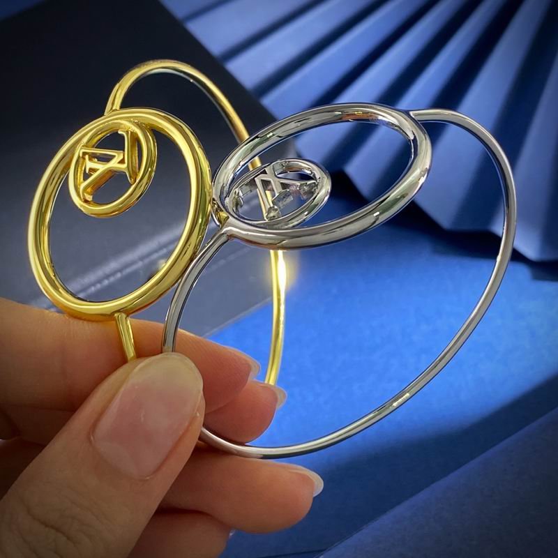 Louis Vuitton Circle LV Emblem Open Cuff Bracelet