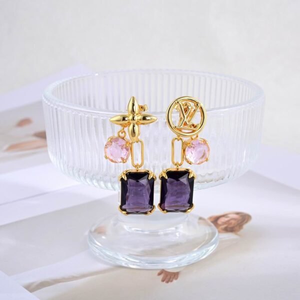 Louis Vuitton Purple Rectangular Drop Earrings