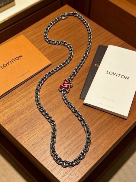 Louis Vuitton Red LV Accent Chain Necklace