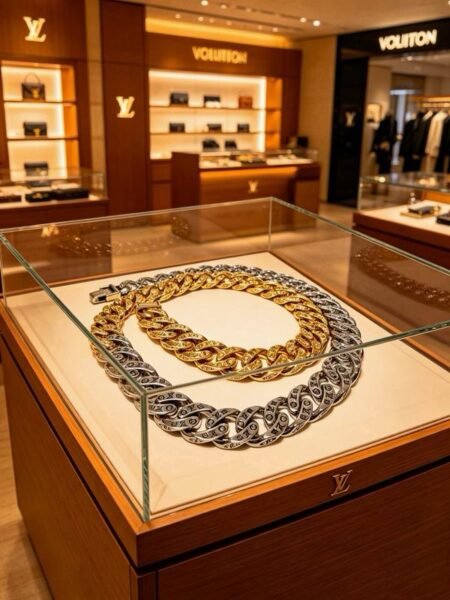 Louis Vuitton Two Tone Curb Chain Necklace