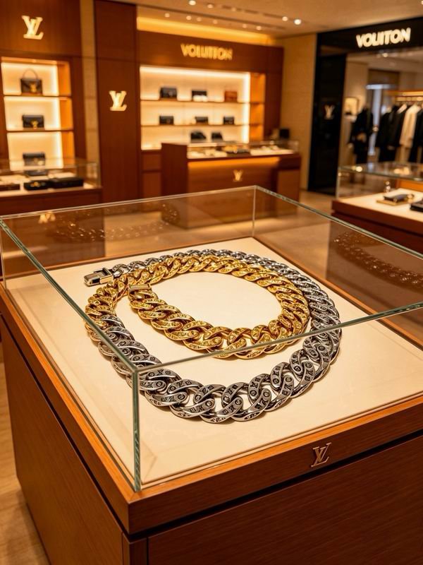 Louis Vuitton Two Tone Curb Chain Necklace