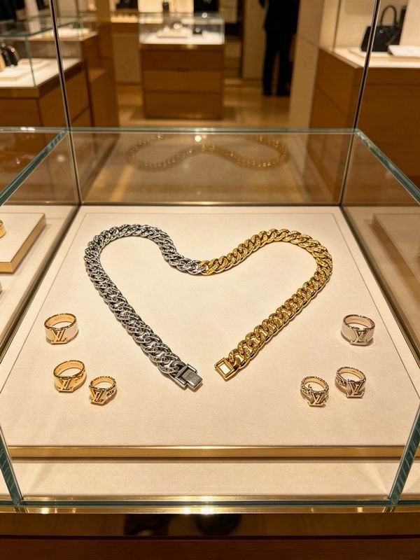 Louis Vuitton Two Tone Curb Chain Necklace