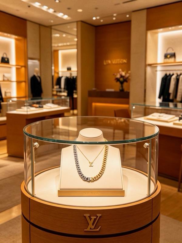 Louis Vuitton Two Tone Curb Chain Necklace
