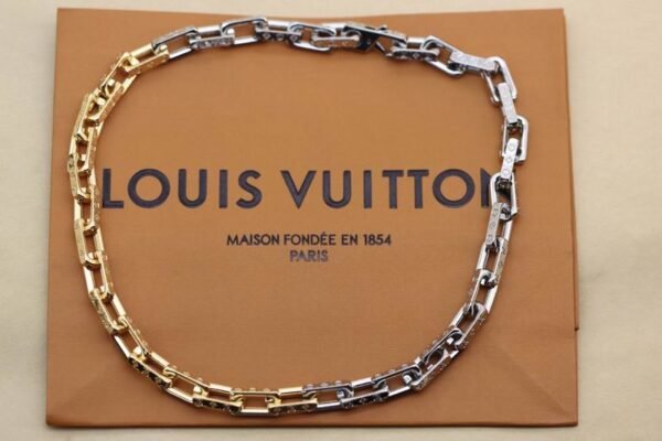 Louis Vuitton Two Tone Rectangular Link Necklace