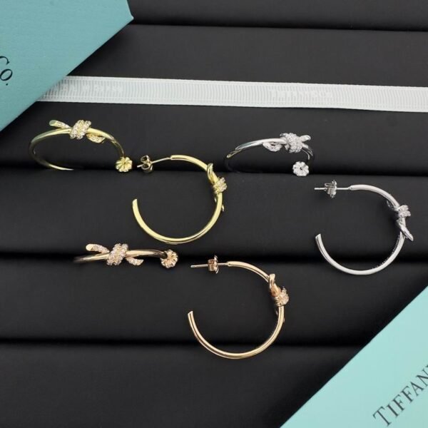 Tiffany Slim Knot Detail Hoop Earrings